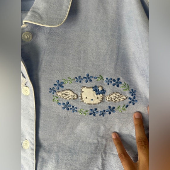 NWT Vintage Sanrio Angel Hello Kitty Light Blue Long Pajama Set - Picture 3 of 16